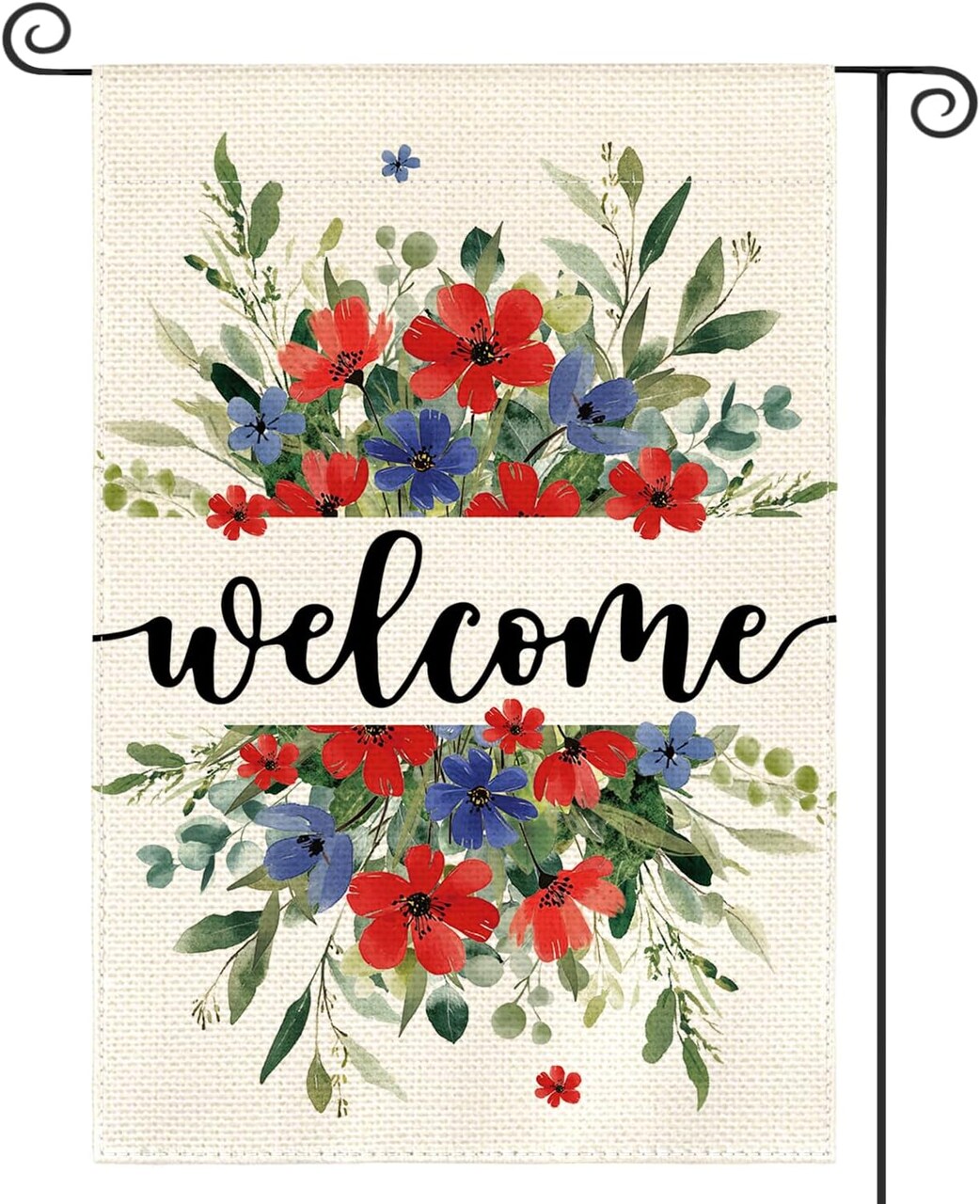 Memorial Day Patriotic 4th of July Garden Flag 12x18 Inch Double Sided Outside, Welcome Floral Yard Outdoor Decoration